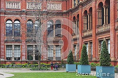 The John Madejski Garden at internal courtyard of Victoria and Albert Museum, world`s largest museum of decorative arts and design Editorial Stock Photo